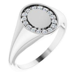 1/6 CTW Diamond 18x10 mm Oval Signet Ring