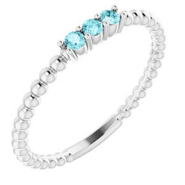 Blue Zircon Beaded Ring