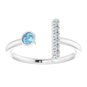 Aquamarine & .06 CTW Diamond Bar Ring