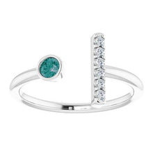 Load image into Gallery viewer, Aquamarine &amp; .06 CTW Diamond Bar Ring
