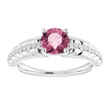 Load image into Gallery viewer, Pink Tourmaline &amp; 1/8 CTW Diamond Ring
