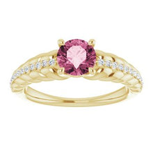 Load image into Gallery viewer, Pink Tourmaline &amp; 1/8 CTW Diamond Ring
