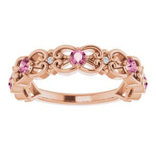 Load image into Gallery viewer, Ruby &amp; .025 CTW Diamond Vintage-Inspired Scroll Ring
