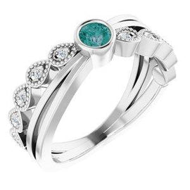 Aquamarine & .05 CTW Diamond Ring