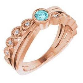 Aquamarine & .05 CTW Diamond Ring