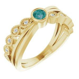 Aquamarine & .05 CTW Diamond Ring