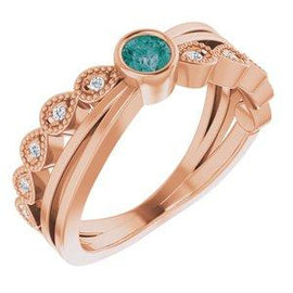 Aquamarine & .05 CTW Diamond Ring