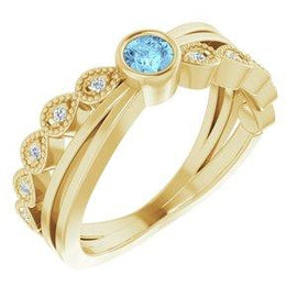 Aquamarine & .05 CTW Diamond Ring