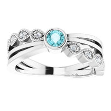 Load image into Gallery viewer, Aquamarine &amp; .05 CTW Diamond Ring
