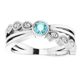 Aquamarine & .05 CTW Diamond Ring