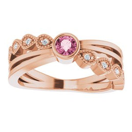 Aquamarine & .05 CTW Diamond Ring