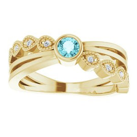 Aquamarine & .05 CTW Diamond Ring