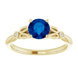 Chatham® Created Blue Sapphire & .02 CTW Diamond Ring