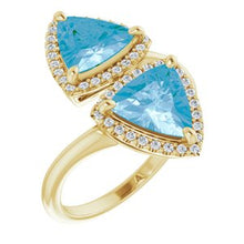 Load image into Gallery viewer, Swiss Blue Topaz &amp; 1/5 CTW Diamond Ring
