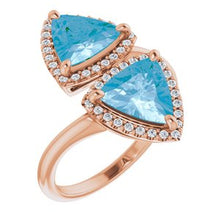 Load image into Gallery viewer, Swiss Blue Topaz &amp; 1/5 CTW Diamond Ring
