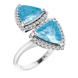 Swiss Blue Topaz & 1/5 CTW Diamond Ring