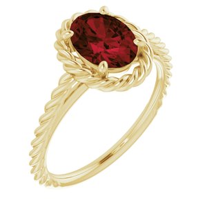 14K Yellow Natural Mozambique Garnet Rope Ring