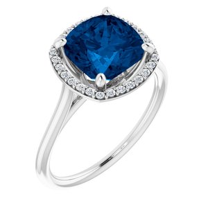 Chatham® Created Blue Sapphire & 1/6 CTW Diamond Ring