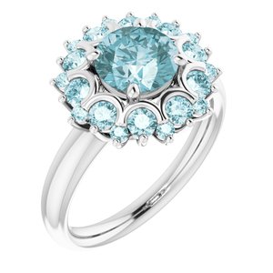 Sky Blue Topaz & 3/8 CTW Diamond Ring