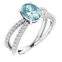 Load image into Gallery viewer, Sky Blue Topaz &amp; 1/3 CTW Diamond Ring
