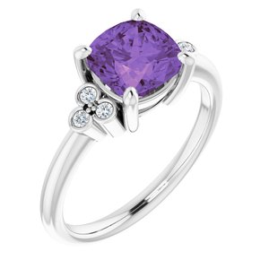 Amethyst & 1/6 CTW Diamond Ring