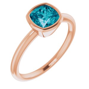 14K Rose Natural London Blue Topaz Ring