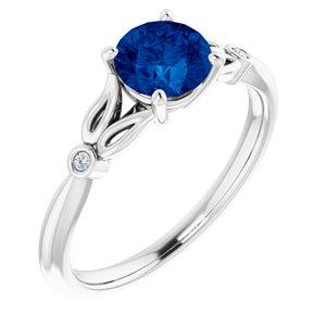 Chatham® Created Blue Sapphire & .02 CTW Diamond Ring