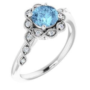 Aquamarine & .07 CTW Diamond Ring