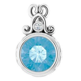 Swiss Blue Topaz and .02 CTW Diamond Pendant