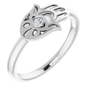 .03 CTW Diamond Hamsa Ring