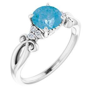 Swiss Blue Topaz & .06 CTW Diamond Ring