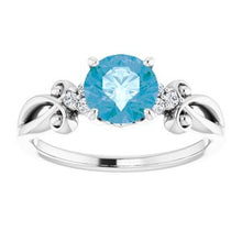 Load image into Gallery viewer, Swiss Blue Topaz &amp; .06 CTW Diamond Ring
