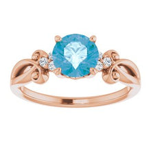 Load image into Gallery viewer, Swiss Blue Topaz &amp; .06 CTW Diamond Ring
