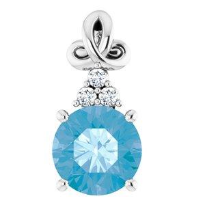 Blue Topaz and .03 CTW Diamond Pendant