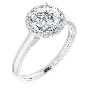 6.5 mm Round Forever One™ Created Moissanite & 1/10 CTW Diamond Ring