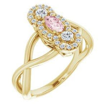 Load image into Gallery viewer, Morganite &amp; 1/4 CTW Diamond Ring
