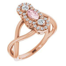 Load image into Gallery viewer, Morganite &amp; 1/4 CTW Diamond Ring
