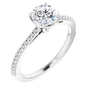 6.5 mm Round Forever One™ Moissanite & 1/10 CTW Diamond Engagement Ring