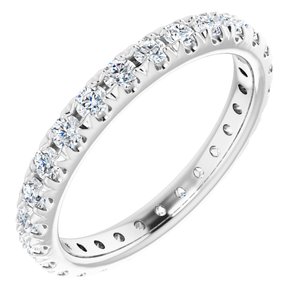 14K White 3/4 CTW Natural Diamond French-Set Eternity Band Size 3.5