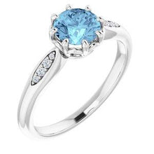 Load image into Gallery viewer, Aquamarine &amp; .04 CTW Diamond Ring
