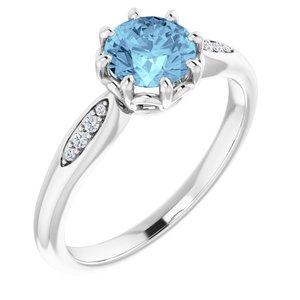 Aquamarine & .04 CTW Diamond Ring