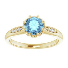 Load image into Gallery viewer, Aquamarine &amp; .04 CTW Diamond Ring
