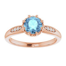 Load image into Gallery viewer, Aquamarine &amp; .04 CTW Diamond Ring
