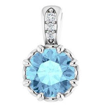 Load image into Gallery viewer, Aquamarine &amp; .02 CTW Diamond Pendant
