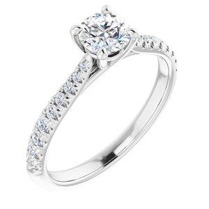 6.5 mm Round Forever One™ Moissanite & 1/5 CTW Diamond Engagement Ring