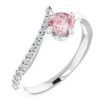 Load image into Gallery viewer, Morganite &amp; 1/10 CTW Diamond Bypass Ring
