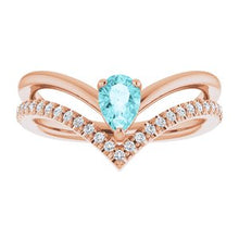 Load image into Gallery viewer, Aquamarine &amp; 1/6 CTW Diamond Ring
