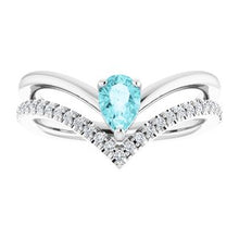 Load image into Gallery viewer, Aquamarine &amp; 1/6 CTW Diamond Ring
