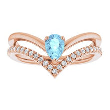 Load image into Gallery viewer, Aquamarine &amp; 1/6 CTW Diamond Ring
