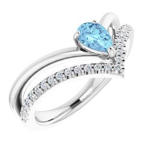 Aquamarine & 1/6 CTW Diamond Ring